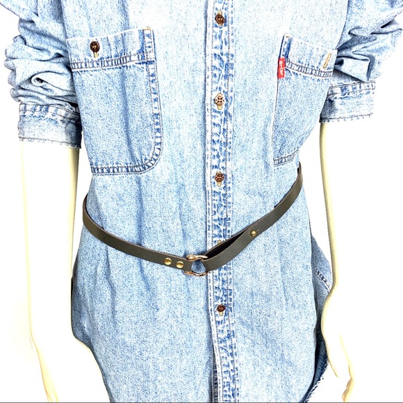 Brown and gray Leather belt - Picture 2 of 6